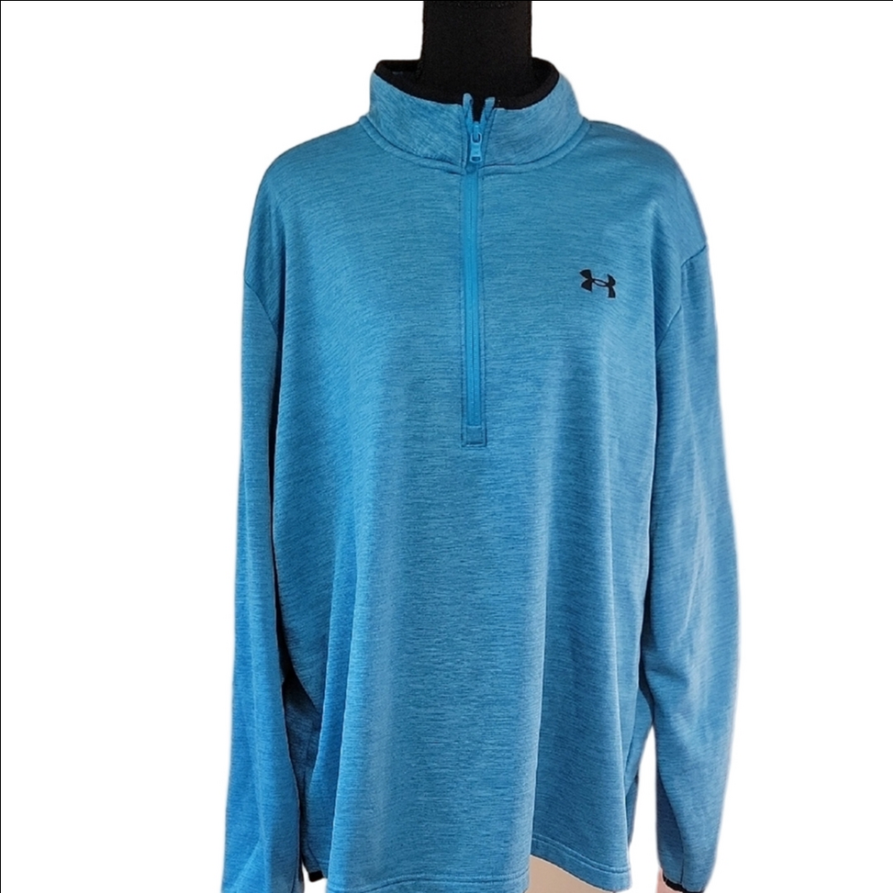 Under Armour Mens 1/2 Zip-Up Sweater in Turquoise Blue Size 2XL EUC - Picture 1 of 12